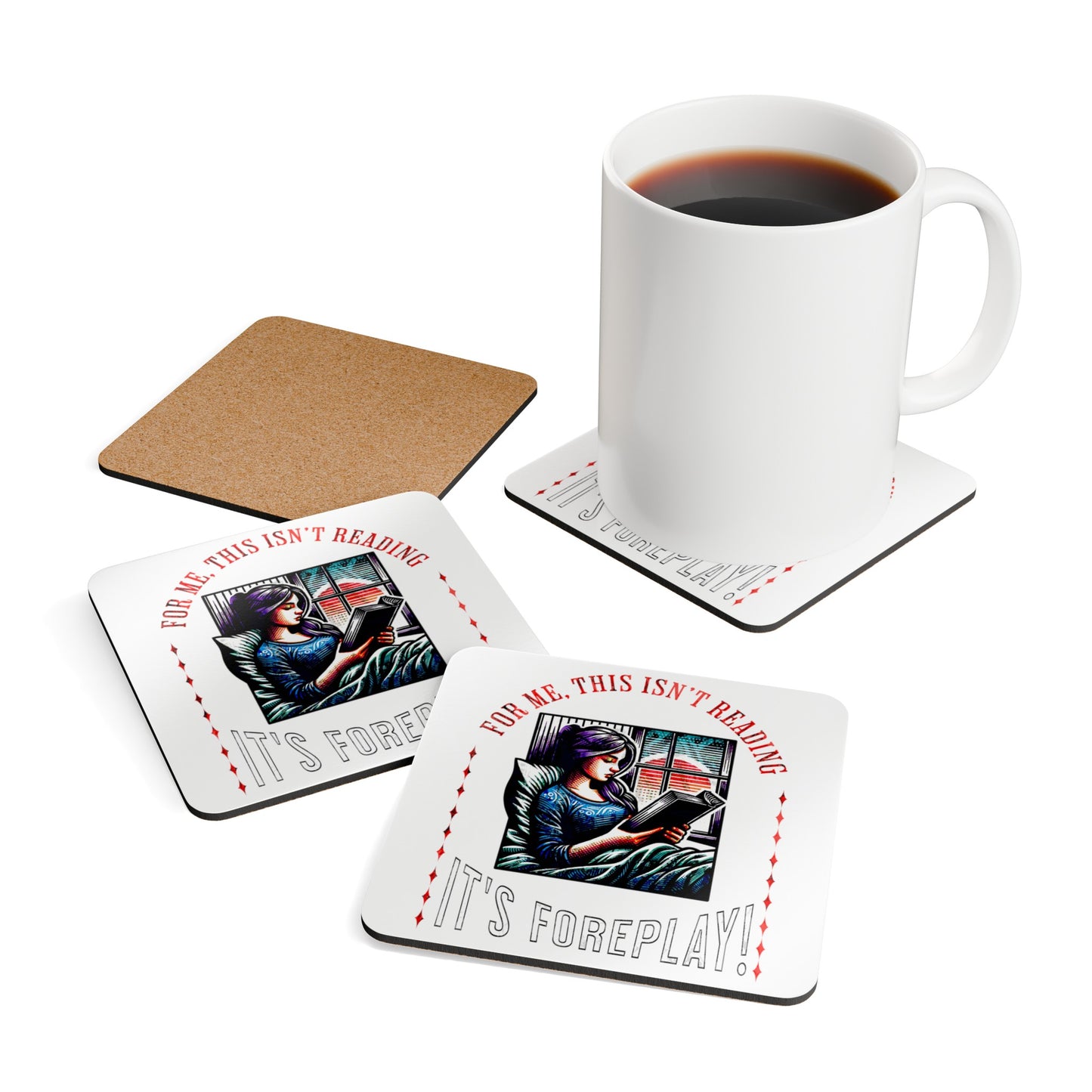 This isn't reading, it's foreplay... Coaster Set - Bookslut Shirts