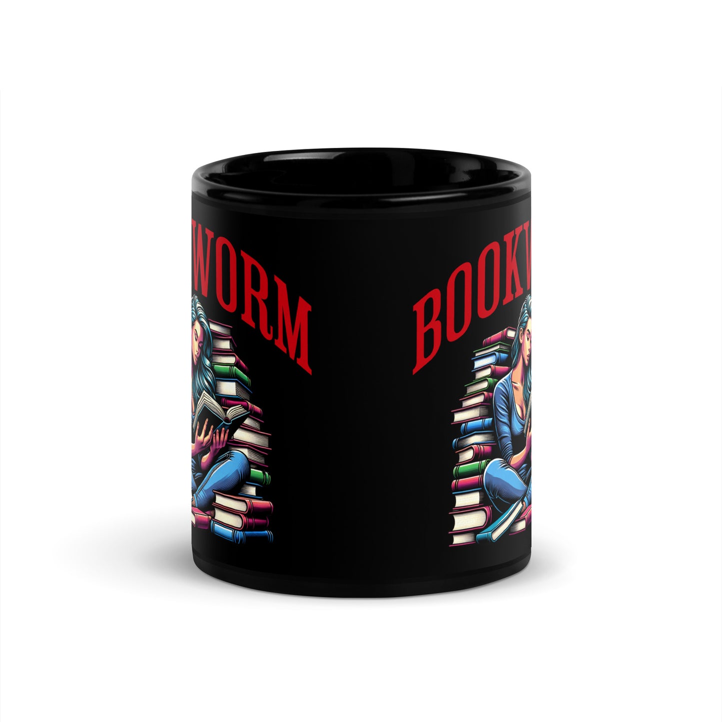 Bookworm Glossy Black Mug - Bookslut Shirts