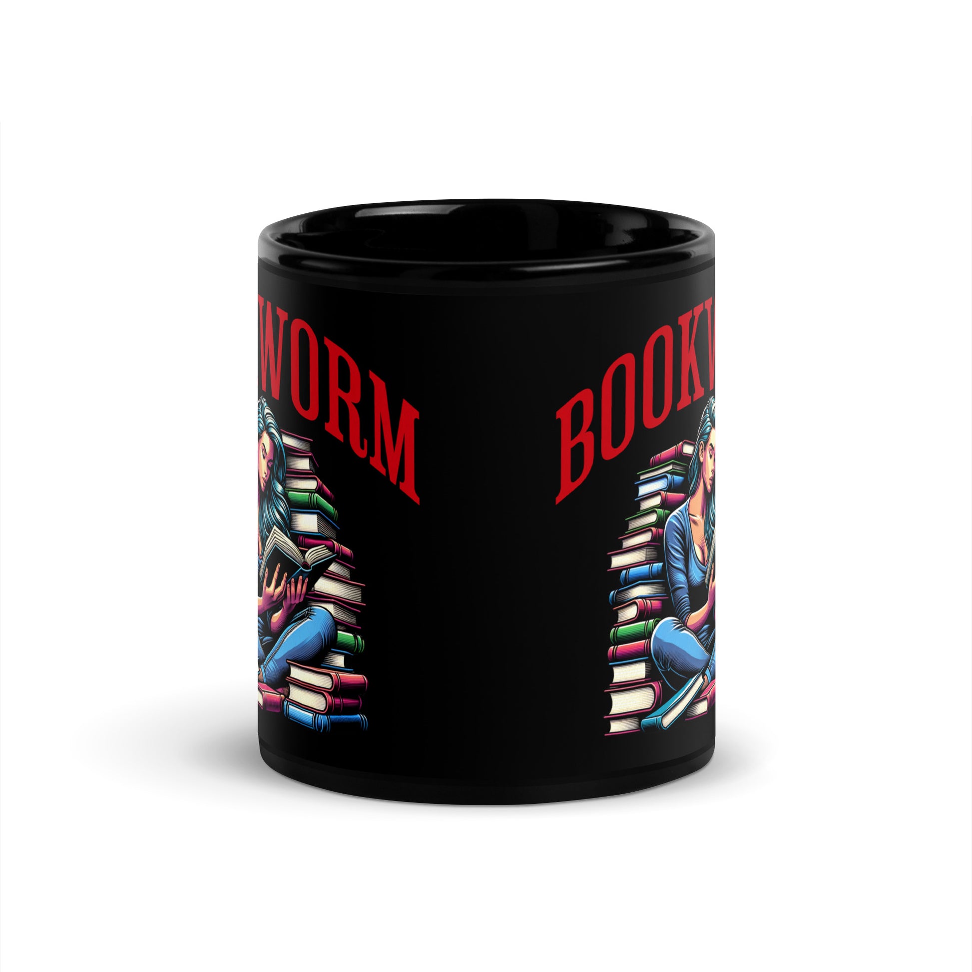 Bookworm Glossy Black Mug - Bookslut Shirts