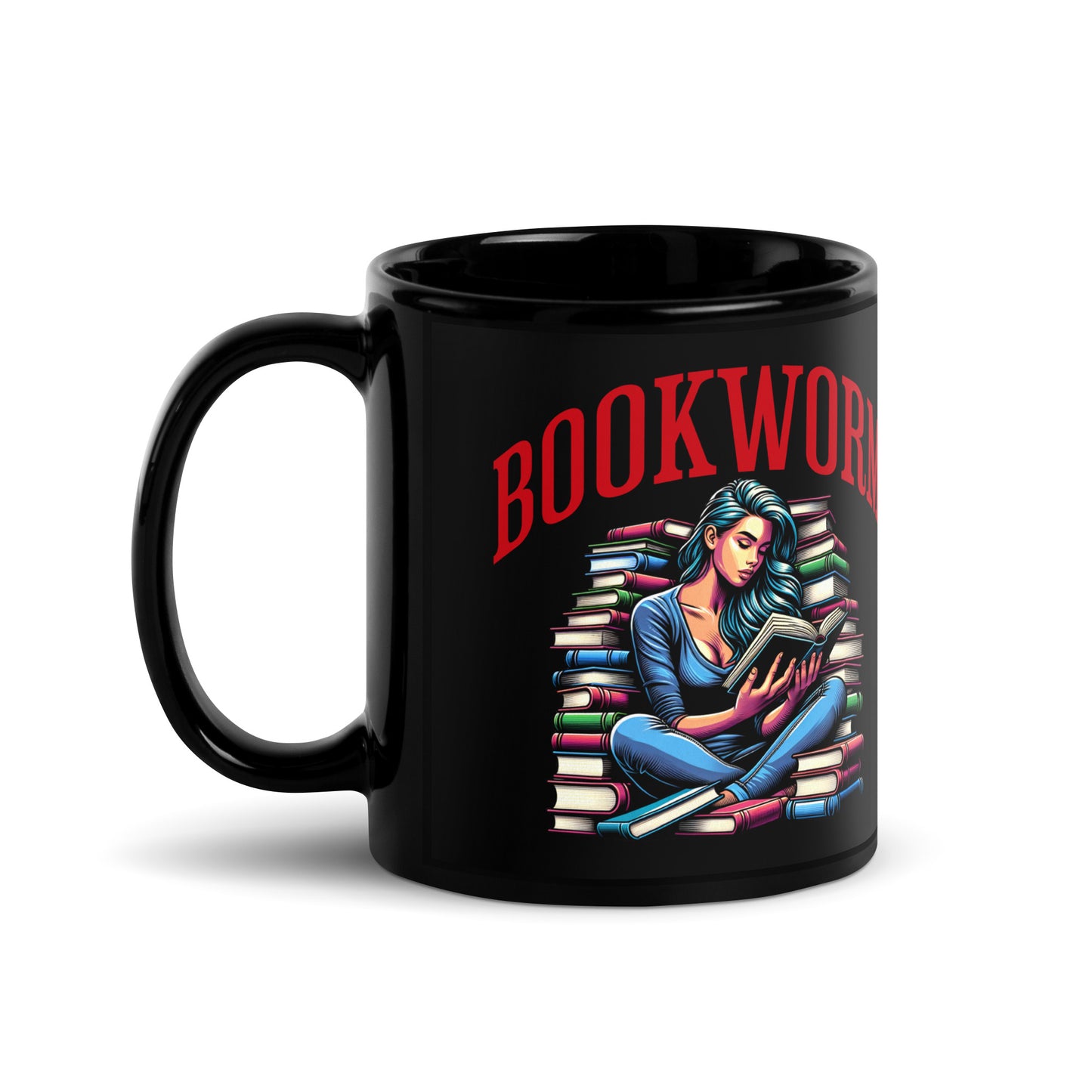 Bookworm Glossy Black Mug - Bookslut Shirts