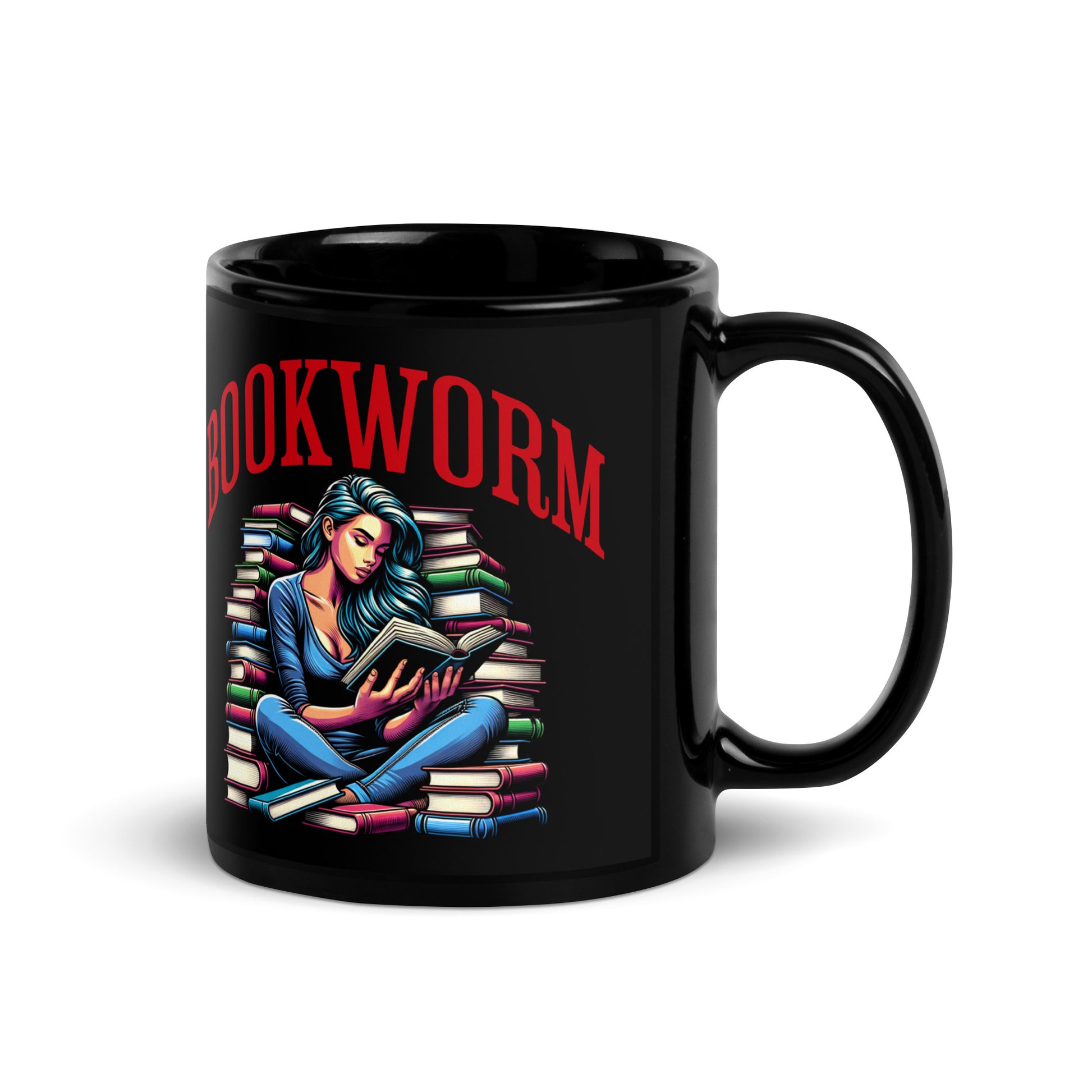 Bookworm Glossy Black Mug - Bookslut Shirts