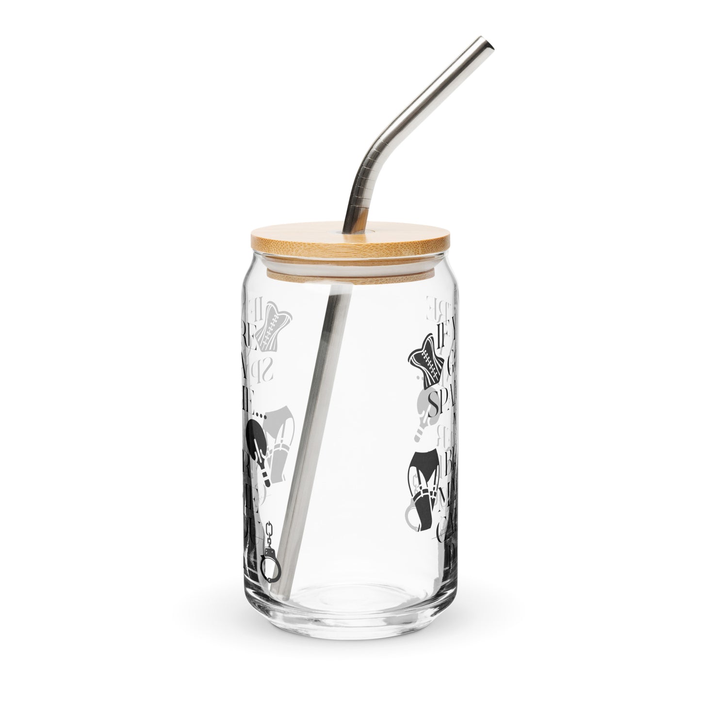 Spank Me Daddy Can-shaped glass with Lid & Straw