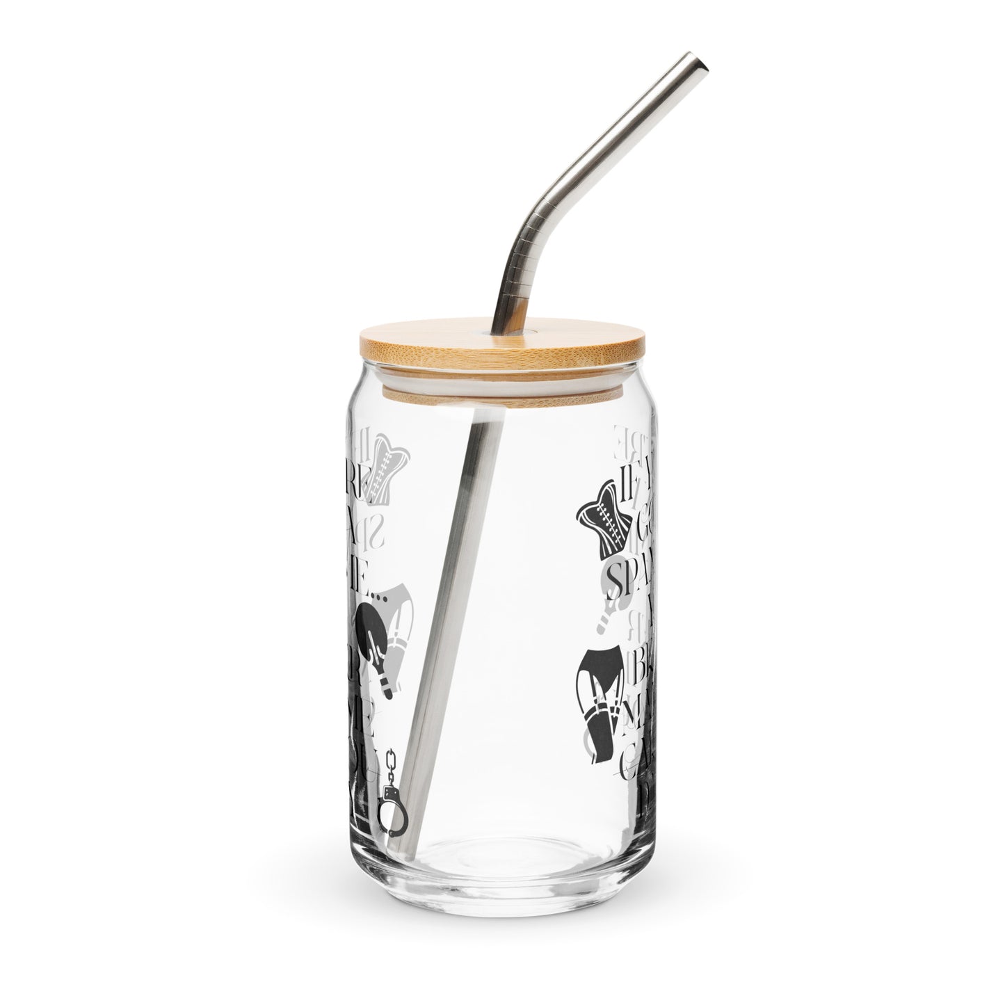 Spank Me Daddy Can-shaped glass with Lid & Straw