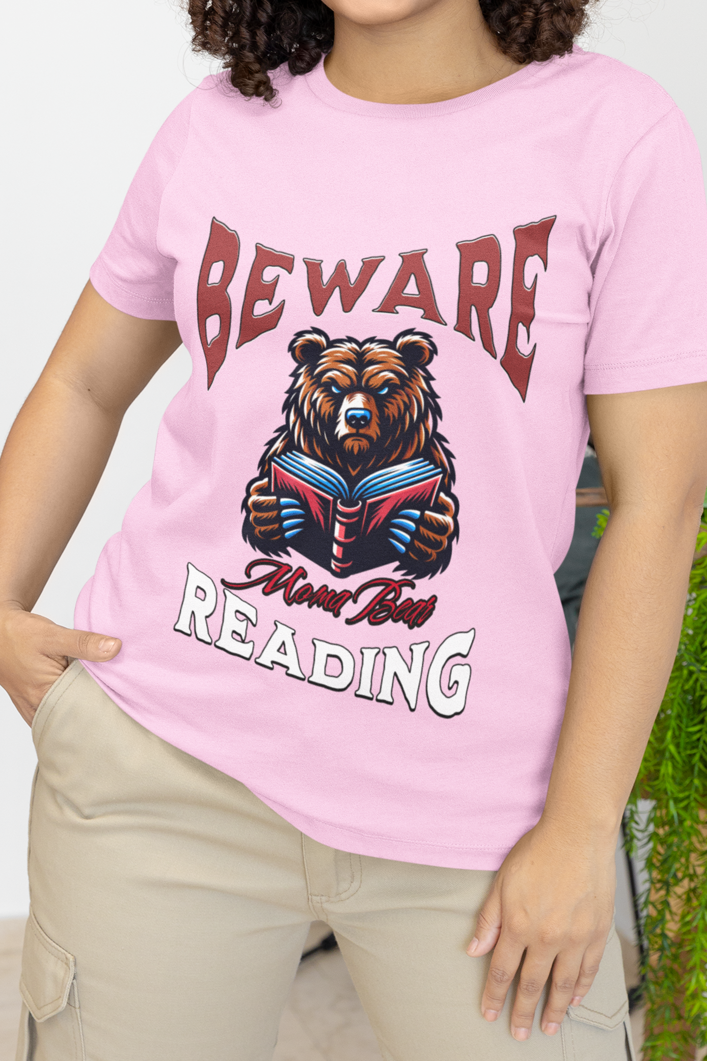 Beware Moma Bear Reading Relaxed T-Shirt