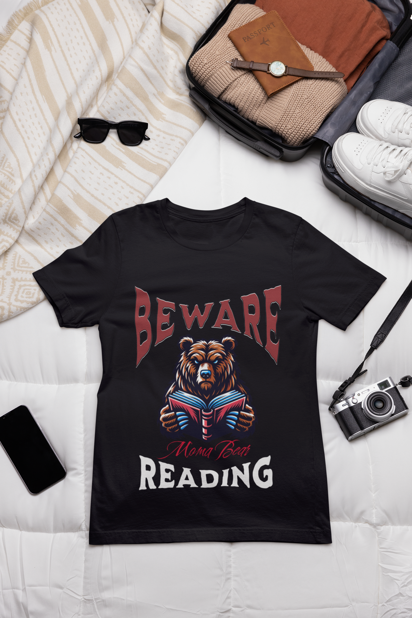 Beware Moma Bear Reading Relaxed T-Shirt