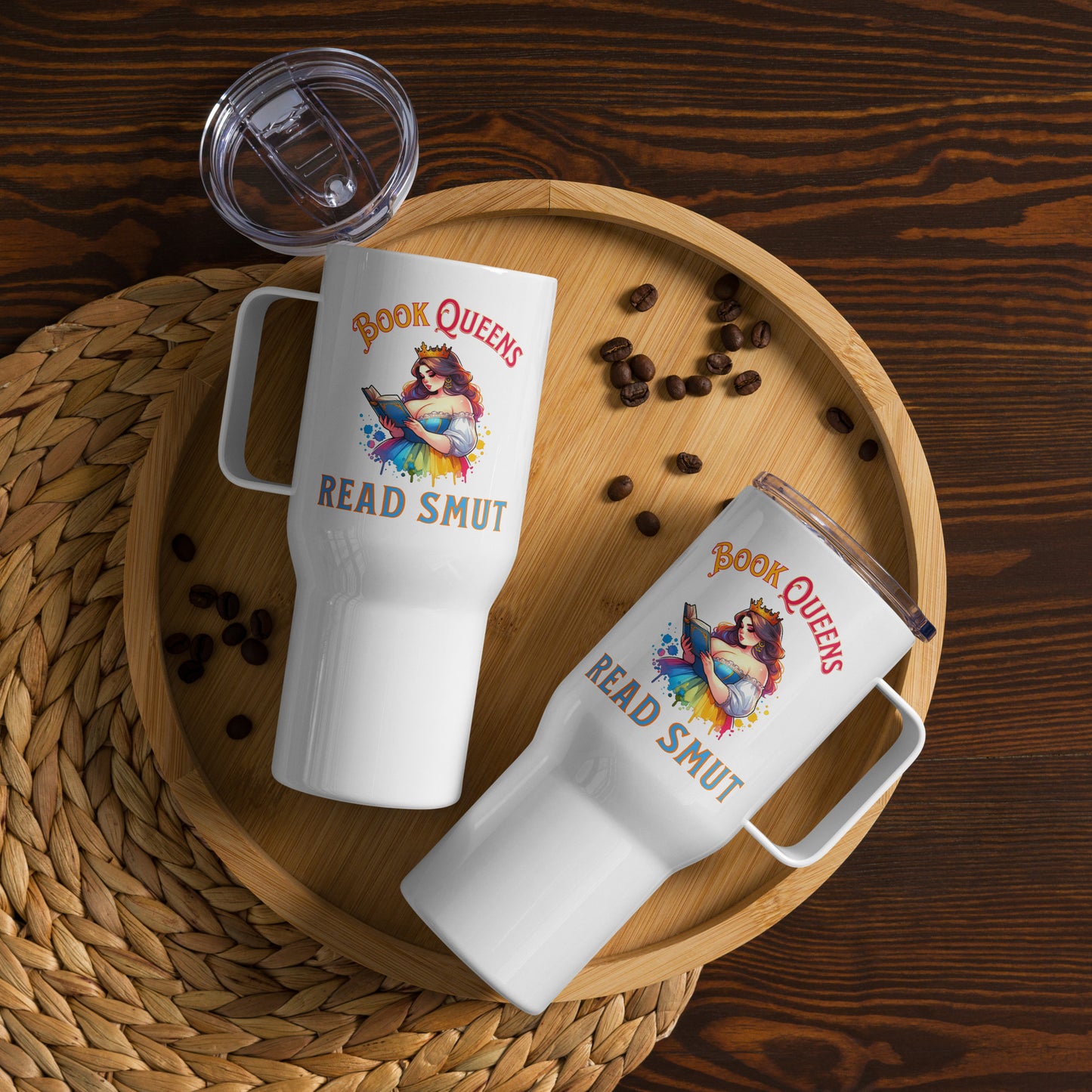 Book Queens Read Smut Travel mug with a handle