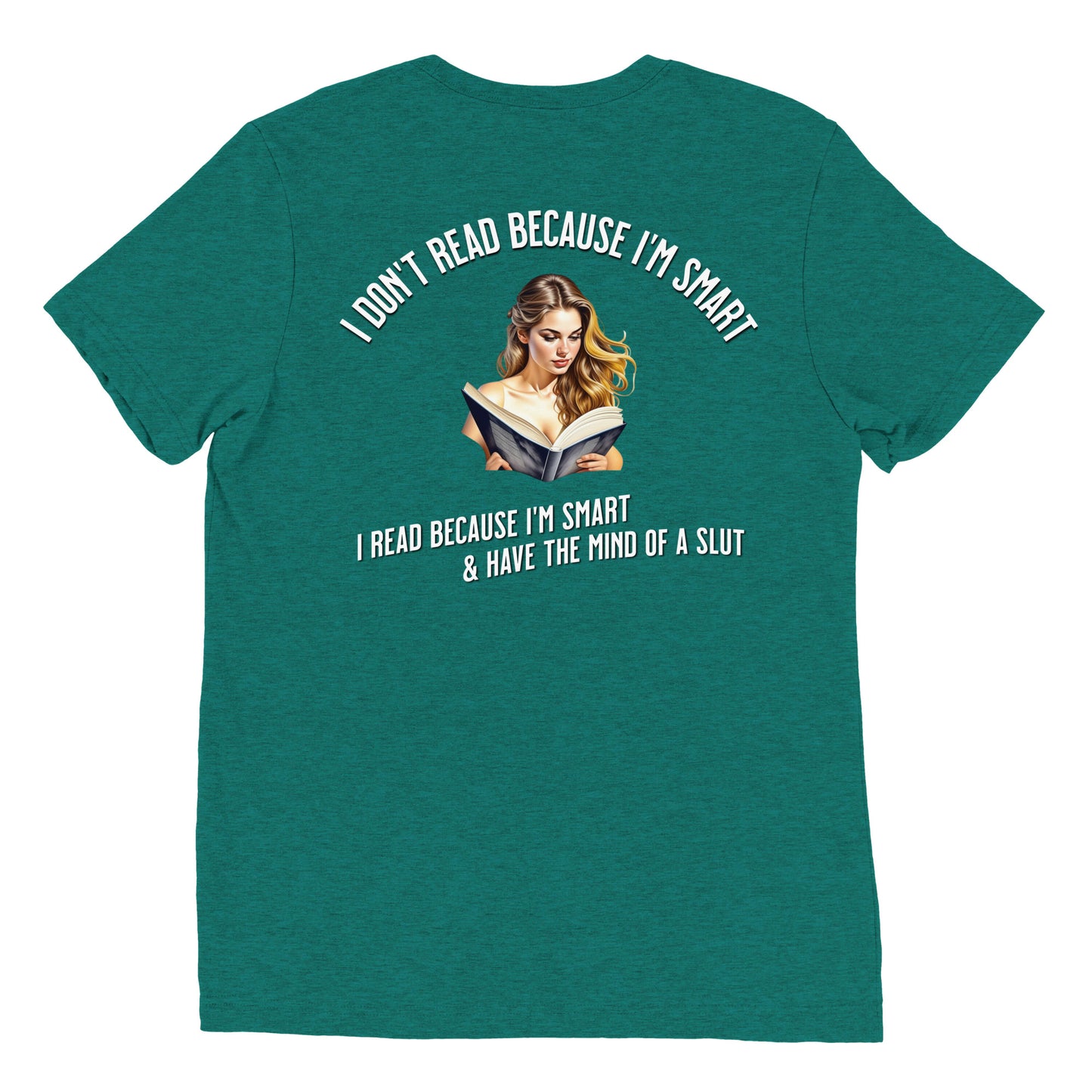 I Don't Read Because... Unisex Short sleeve t-shirt - Bookslut Shirts