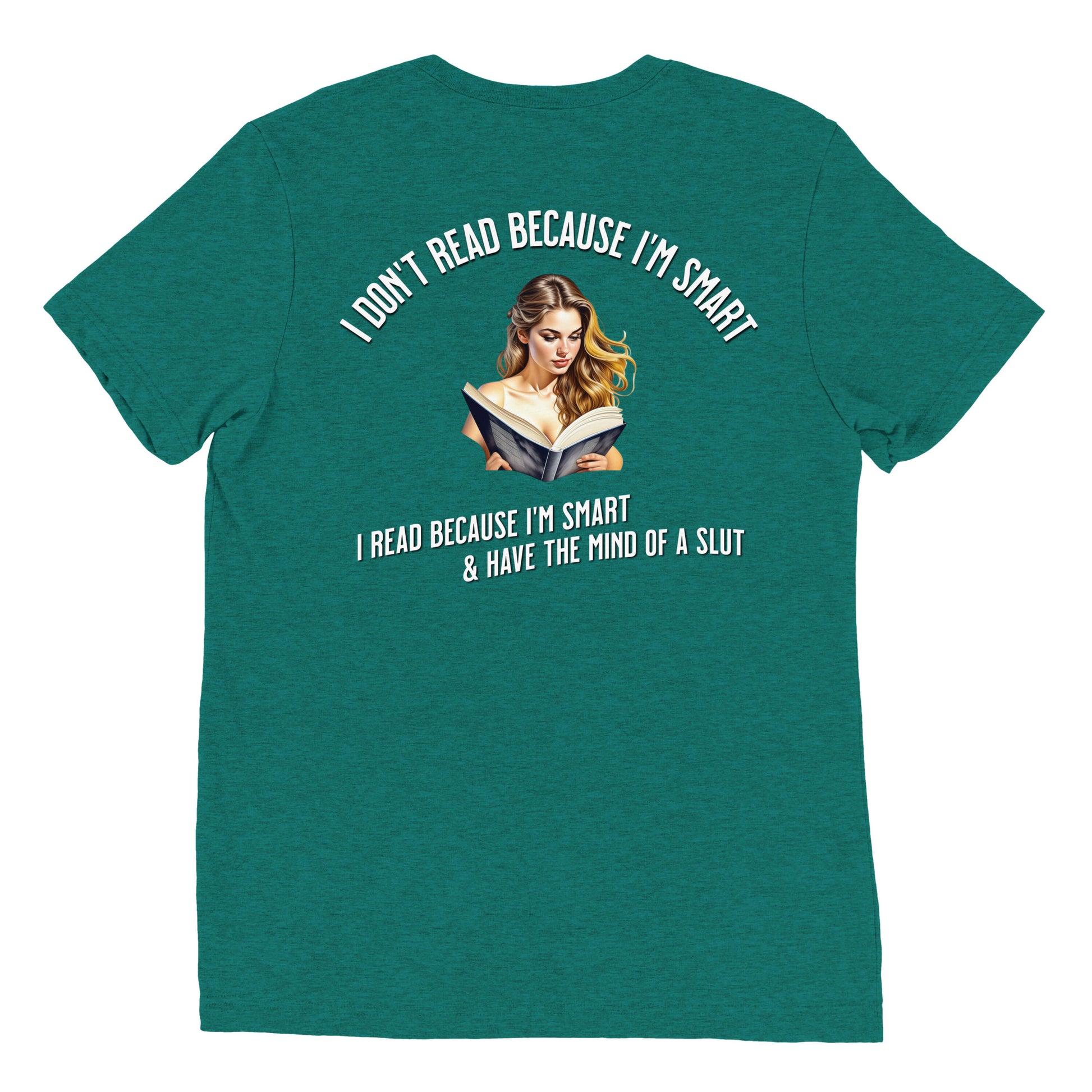 I Don't Read Because... Unisex Short sleeve t-shirt - Bookslut Shirts