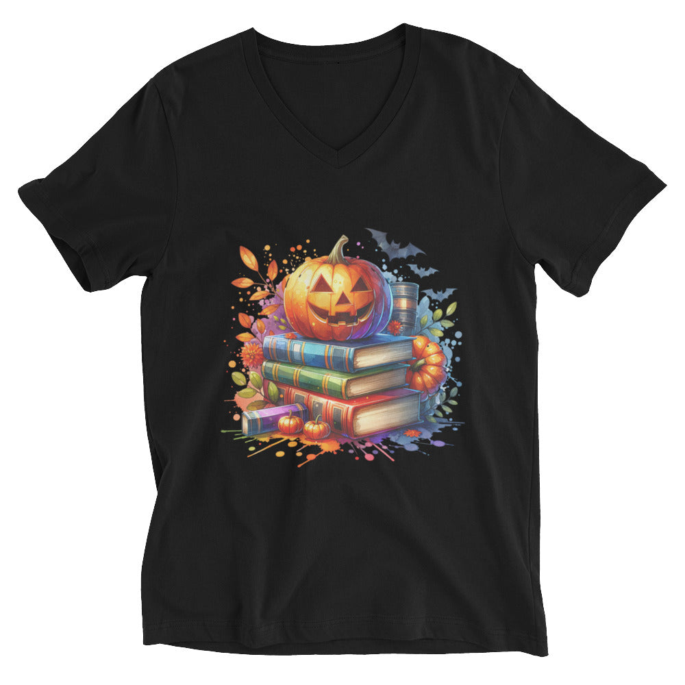 Halloween Unisex Short Sleeve V-Neck Reader's T-Shirt