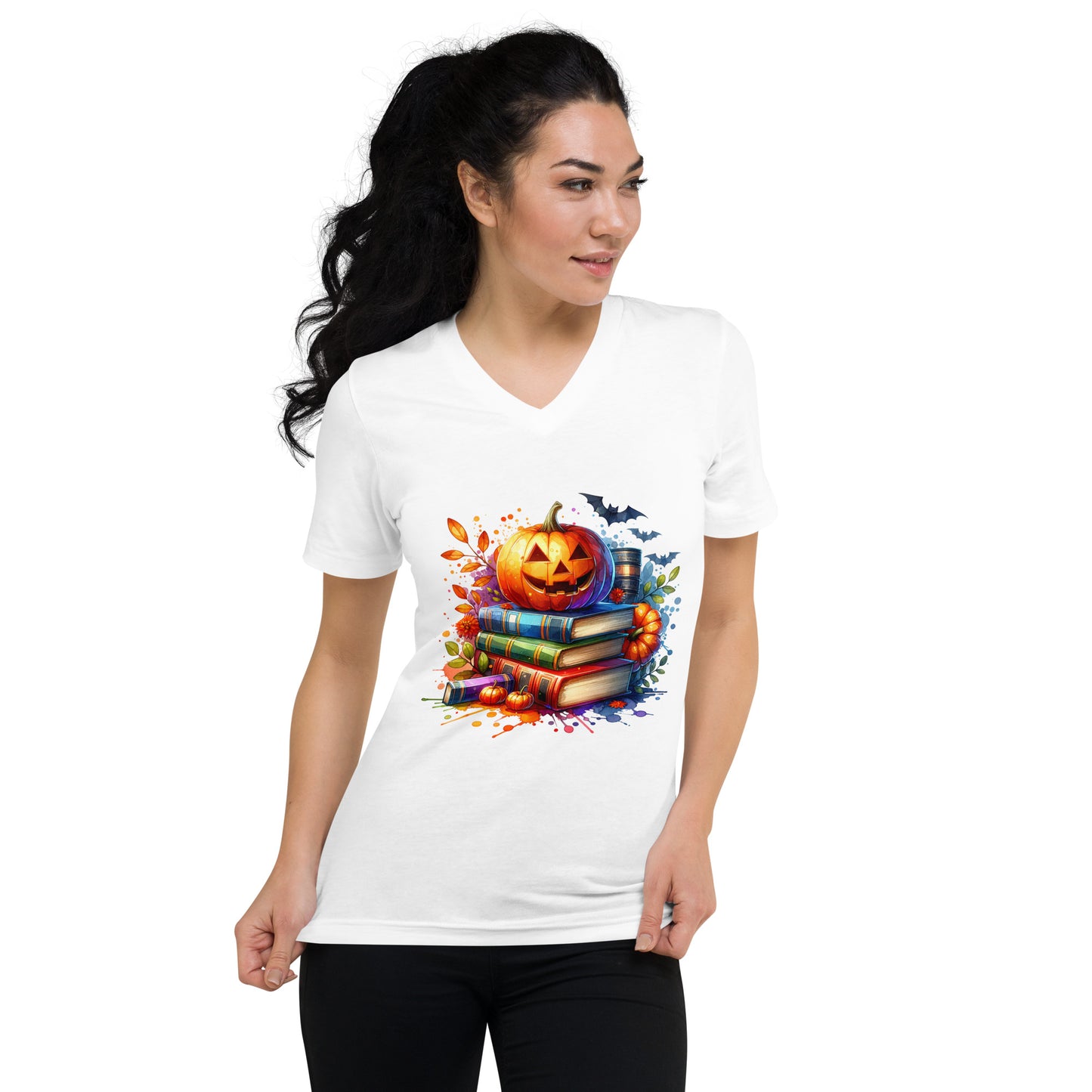 Halloween Unisex Short Sleeve V-Neck Reader's T-Shirt