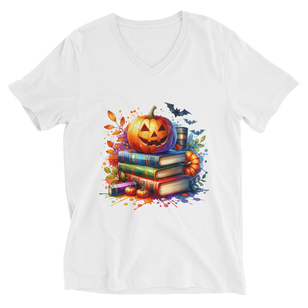 Halloween Unisex Short Sleeve V-Neck Reader's T-Shirt