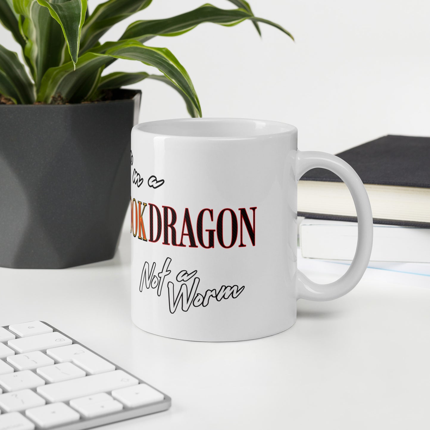 I'm a Book Dragon White glossy mug