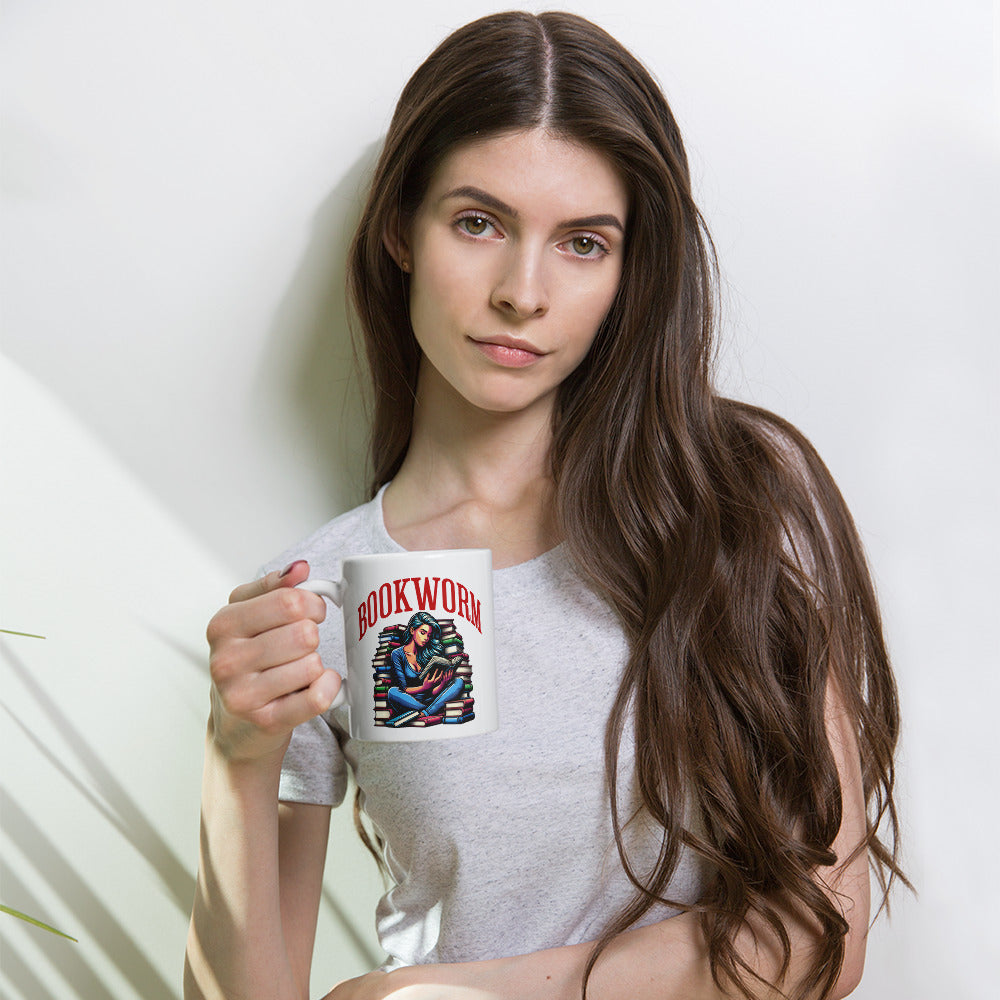 Bookworm glossy White  mug - Bookslut Shirts