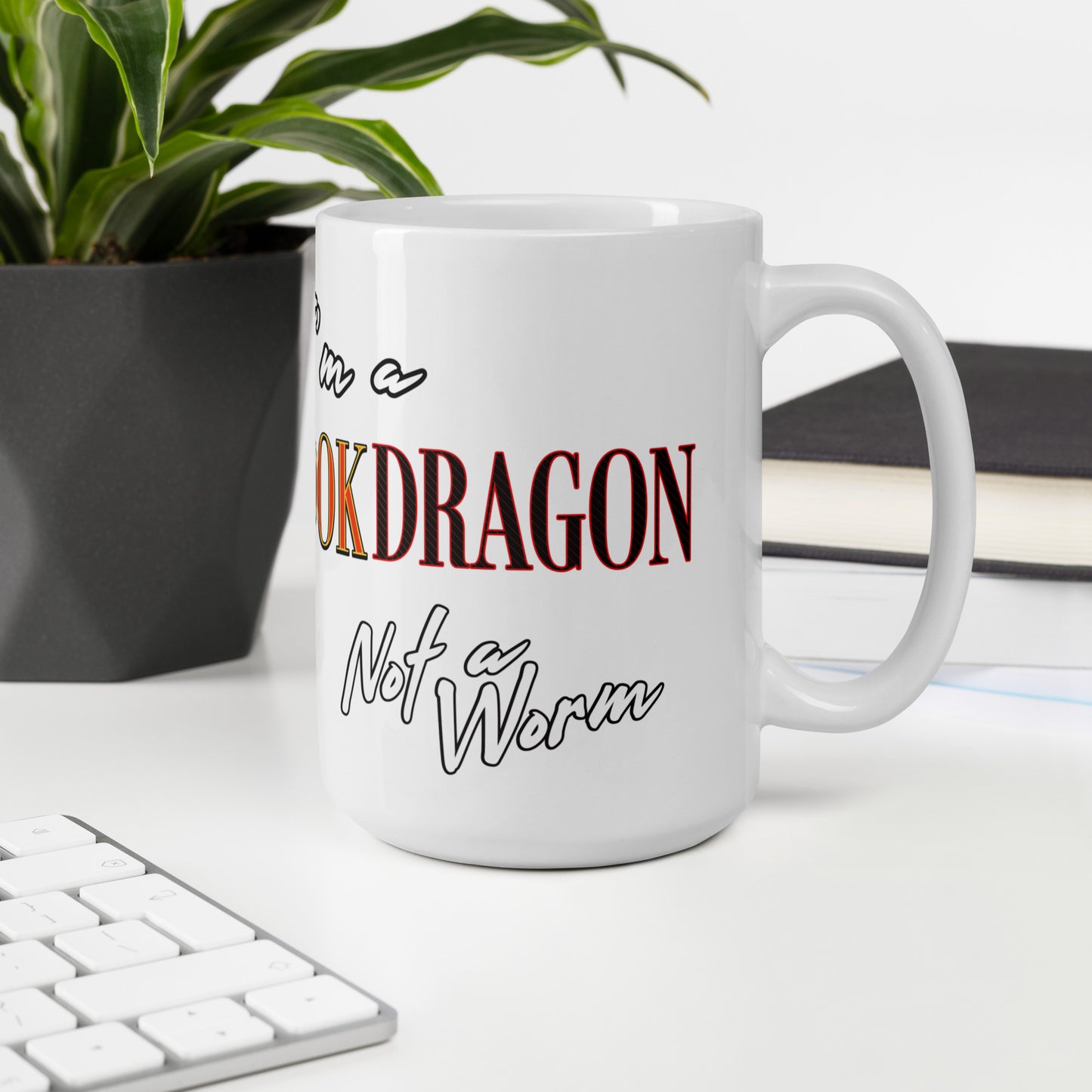 I'm a Book Dragon White glossy mug