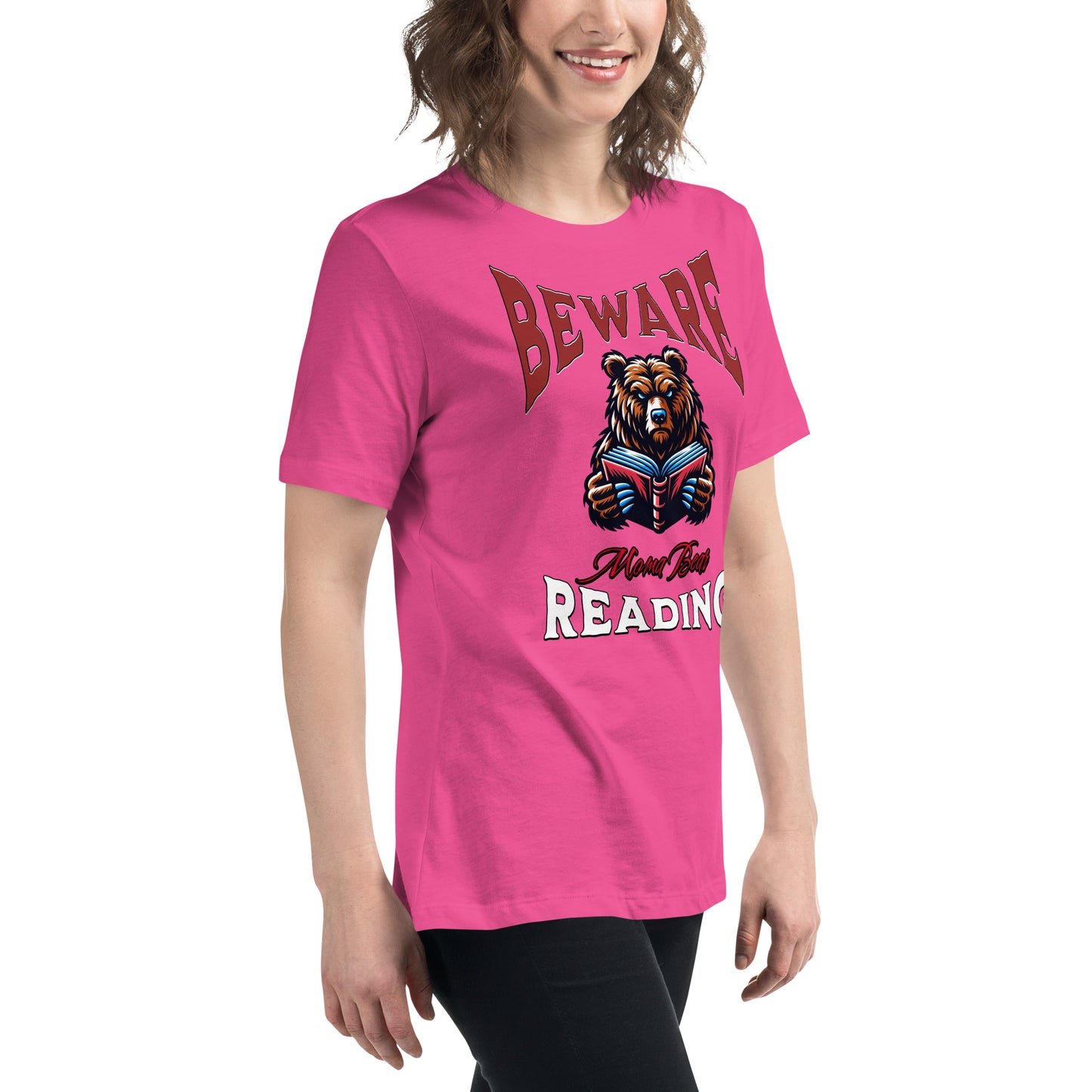 Beware Moma Bear Reading Relaxed T-Shirt