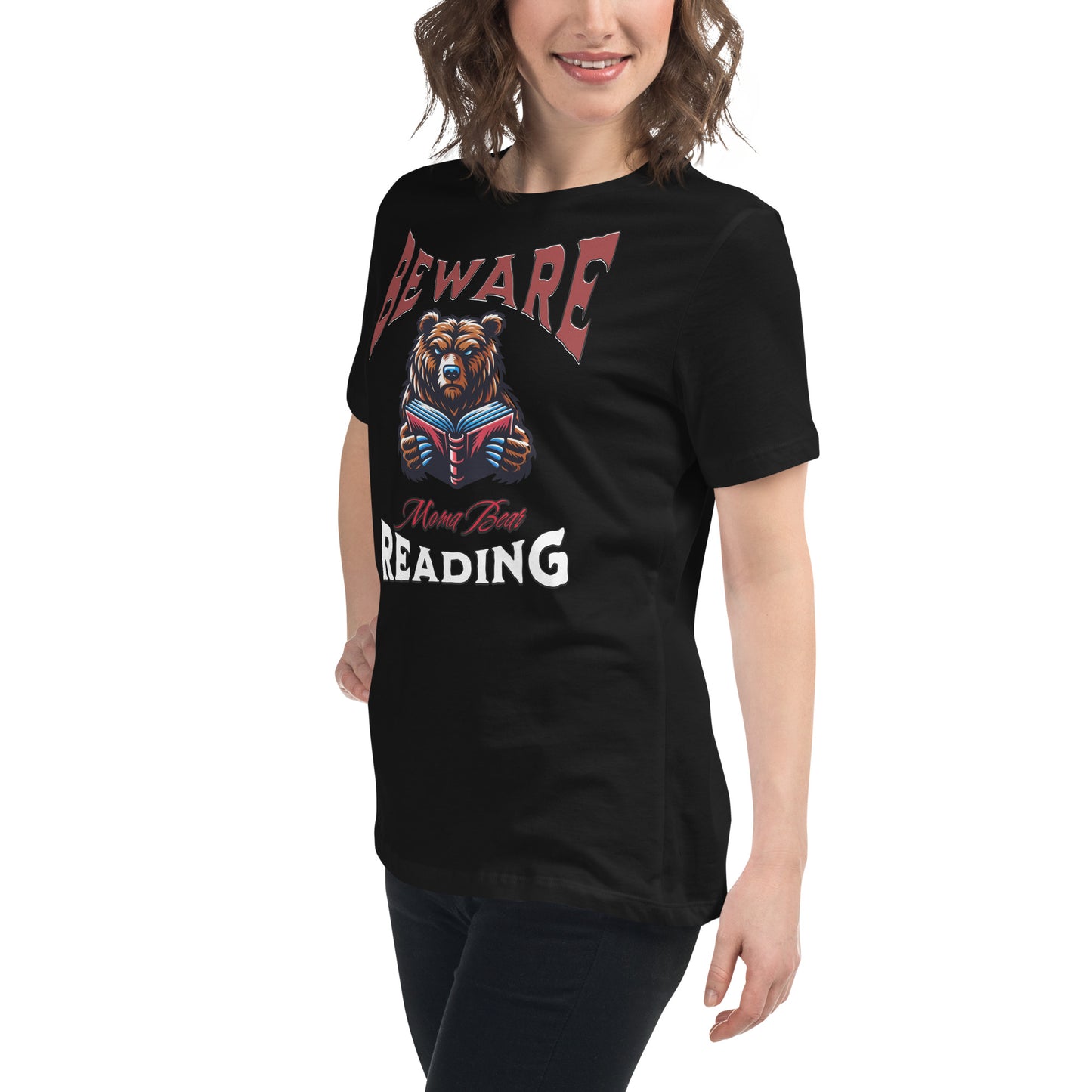 Beware Moma Bear Reading Relaxed T-Shirt