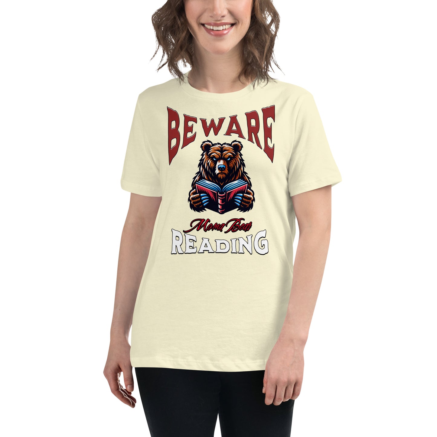 Beware Moma Bear Reading Relaxed T-Shirt