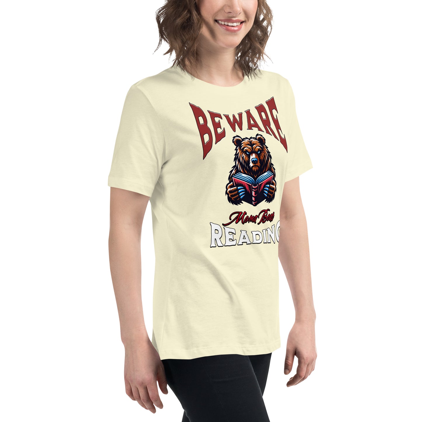 Beware Moma Bear Reading Relaxed T-Shirt