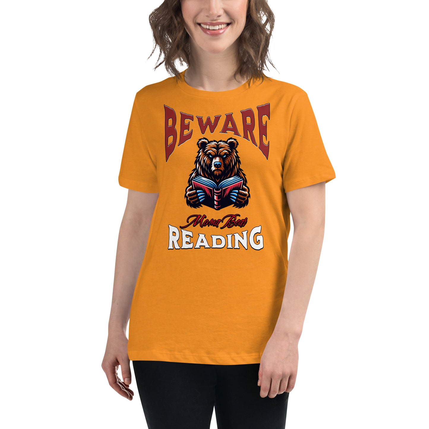 Beware Moma Bear Reading Relaxed T-Shirt