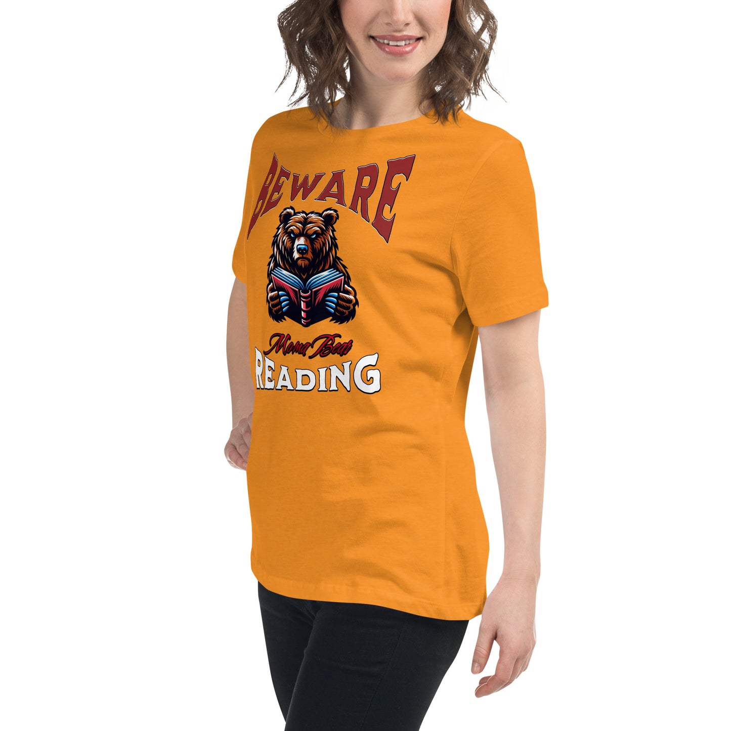 Beware Moma Bear Reading Relaxed T-Shirt