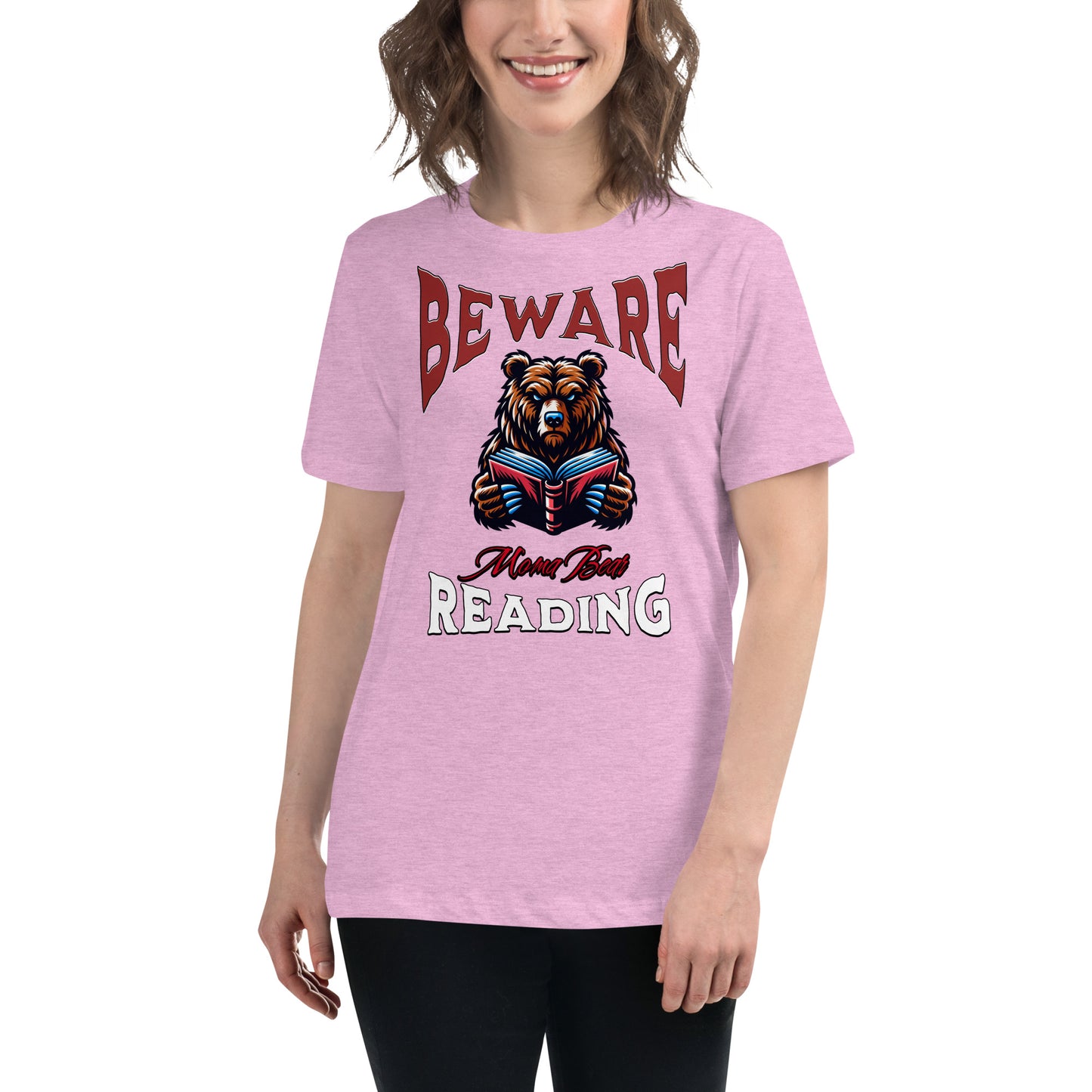 Beware Moma Bear Reading Relaxed T-Shirt