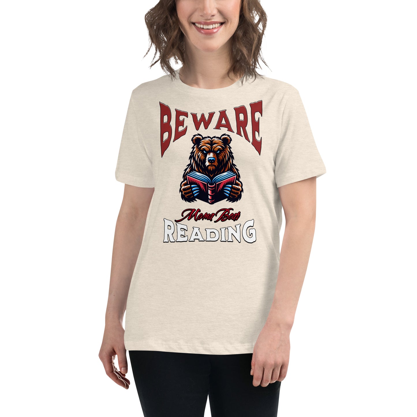 Beware Moma Bear Reading Relaxed T-Shirt