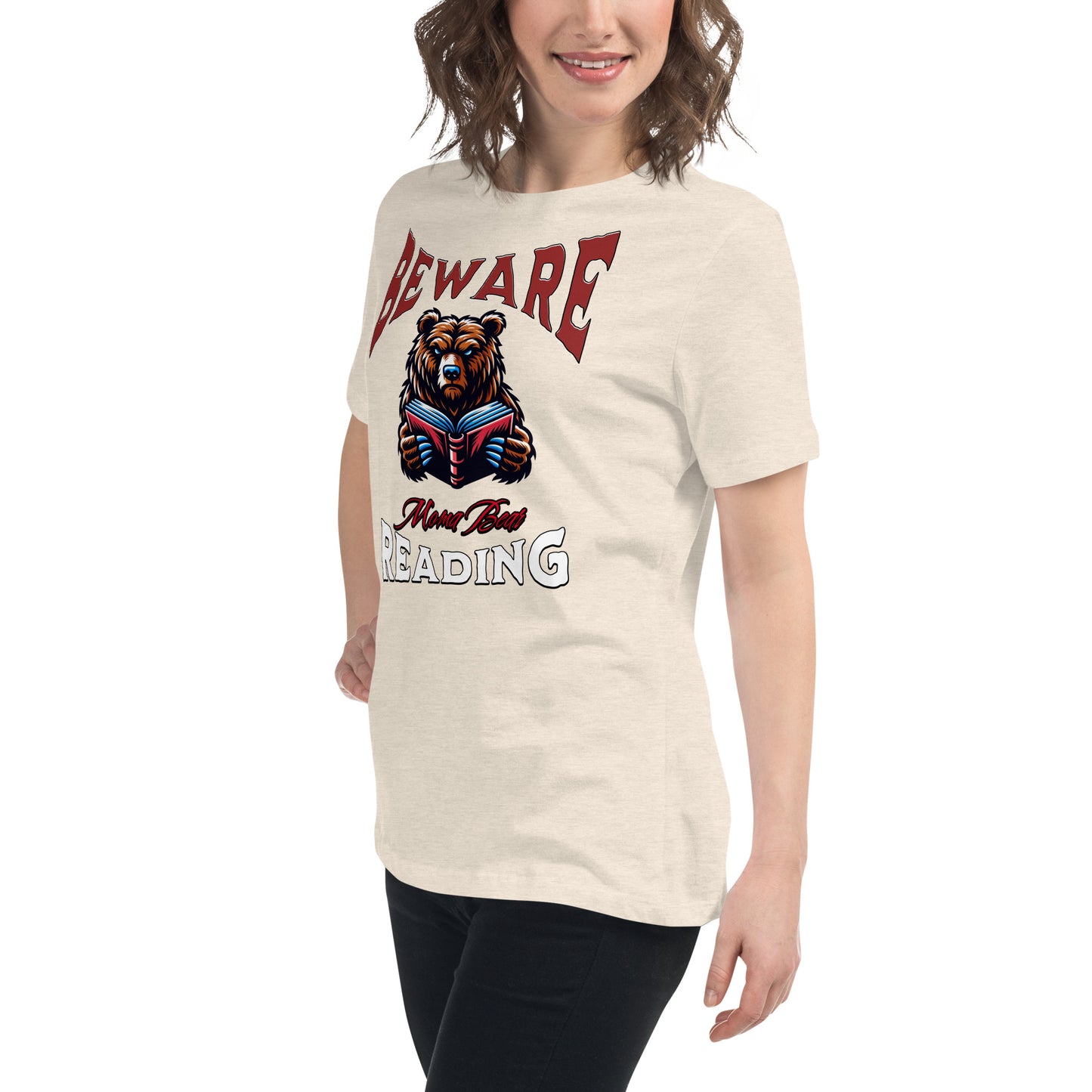 Beware Moma Bear Reading Relaxed T-Shirt