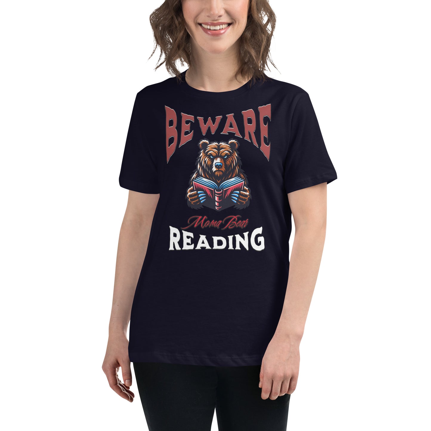 Beware Moma Bear Reading Relaxed T-Shirt