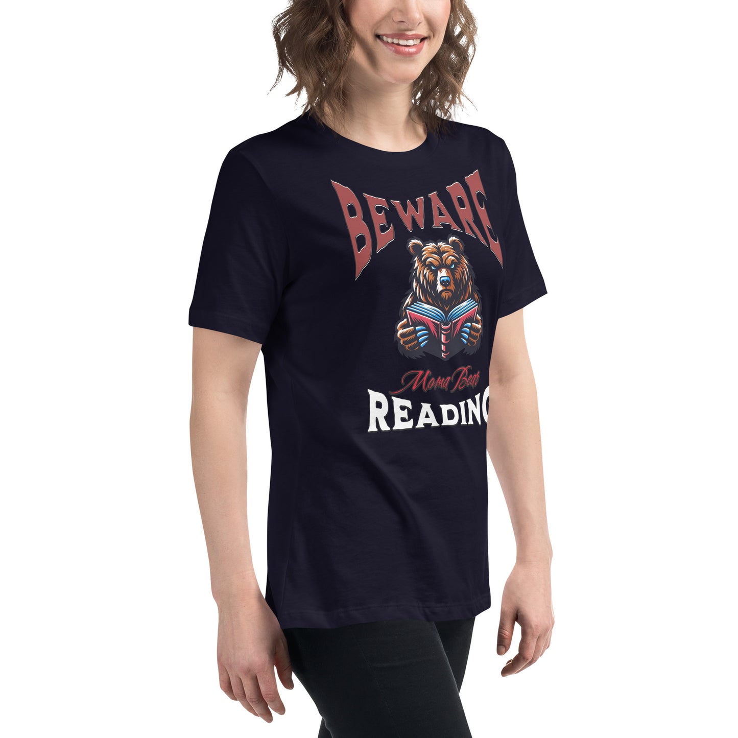 Beware Moma Bear Reading Relaxed T-Shirt