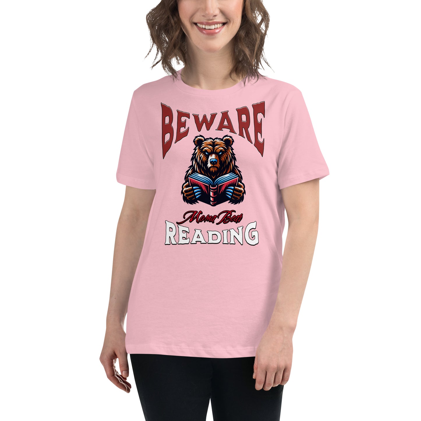 Beware Moma Bear Reading Relaxed T-Shirt