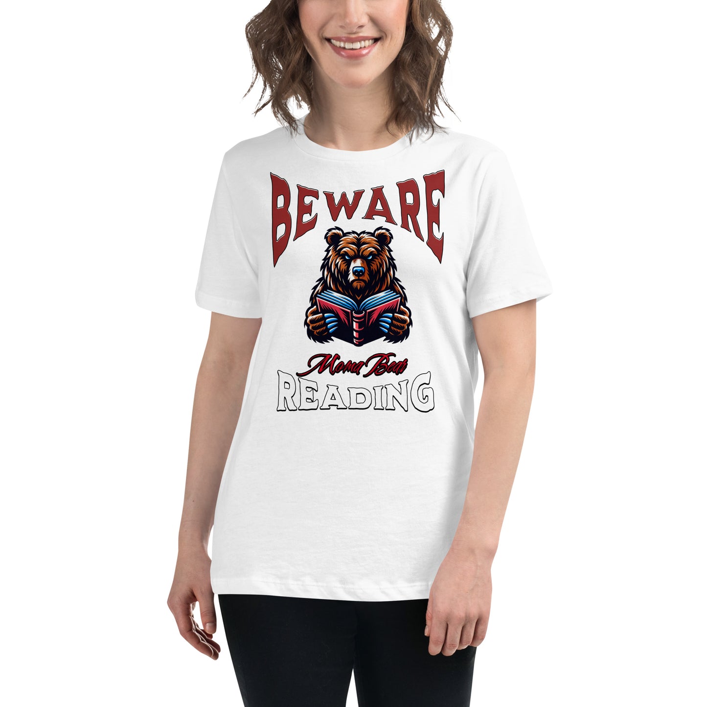 Beware Moma Bear Reading Relaxed T-Shirt