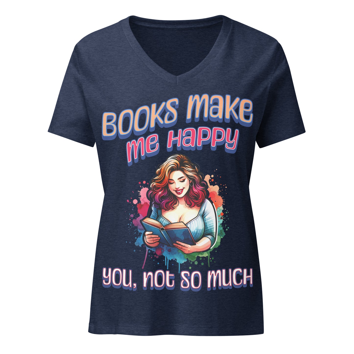 Books Make Me Happy relaxed v-neck t-shirt