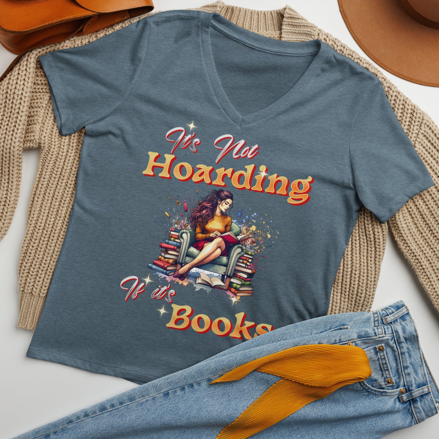 It's not Hoarding if it's Books Relaxed v-neck t-shirt