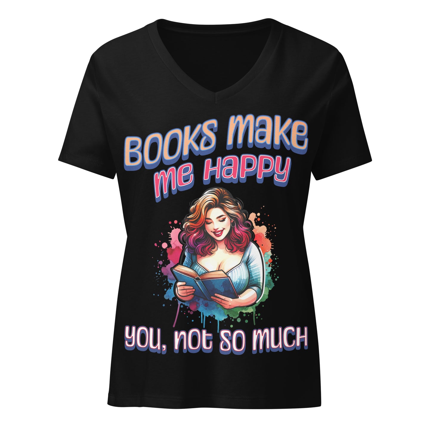 Books Make Me Happy relaxed v-neck t-shirt