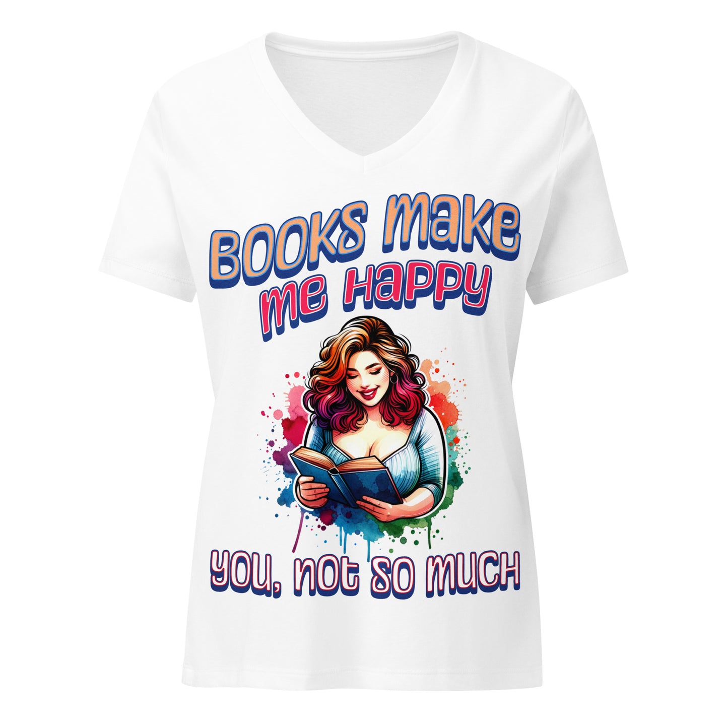 Books Make Me Happy relaxed v-neck t-shirt